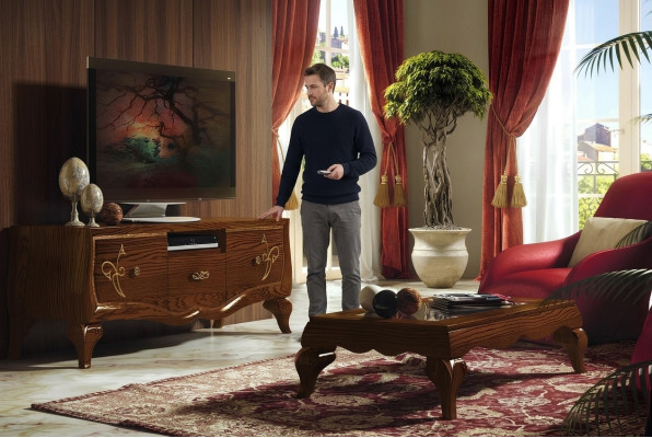 Bajo armario para la sala de estar de madera para TV, mueble clásico para TV, armario de nueva marca.