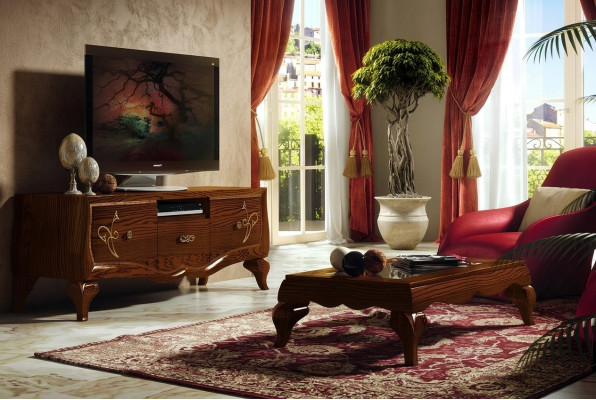 Bajo armario para la sala de estar de madera para TV, mueble clásico para TV, armario de nueva marca.