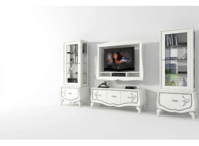 Juego de muebles para TV de 4 piezas. Mueble bajo para TV, vitrina, aparador, armario. Diseño nuevo.