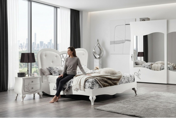 Dormitorio cama mesita de noche camas madera diseño marco de cama juego nuevo set de 3 piezas