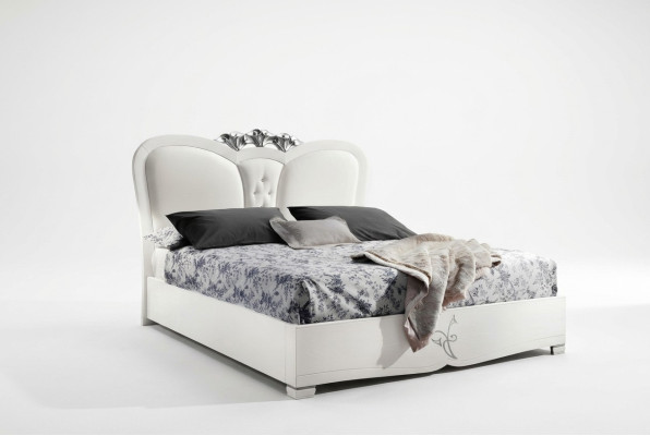 Cama de lujo Camas modernas Estructura de cama doble de madera Dormitorio blanco