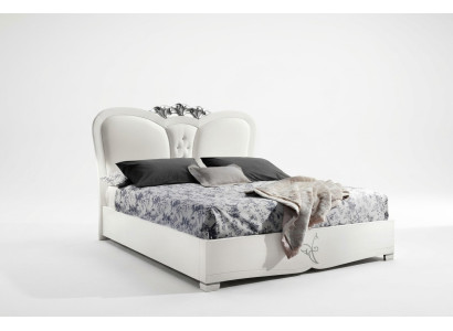Cama de lujo Camas modernas Estructura de cama doble de madera Dormitorio blanco