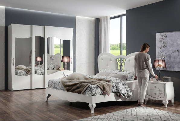 Cama tapizada Diseño lujo Doble Cama de hotel Dormitorio Estructuras de cama de madera