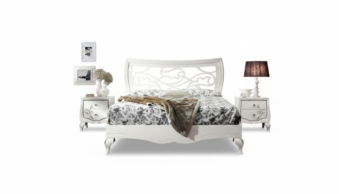 Dormitorio Cama Mesita de noche Conjunto Grupo Camas Cama doble Estructura de cama de 3 piezas Nuevo