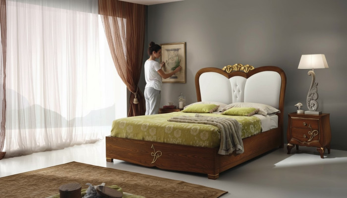Cama lujo Camas Estructura de cama madera Doble Dormitorio Moderno Con función cama.