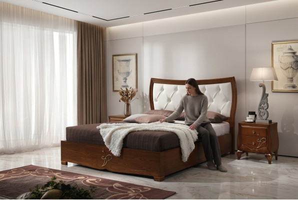 Cama camas marco de cama madera dormitorio doble marrón moderno cama doble mobiliario