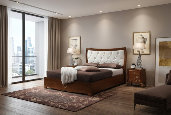 Cama camas marco de cama madera dormitorio doble marrón moderno cama doble mobiliario