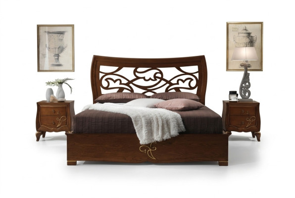 Cama doble Estructura de cama Cama Madera Doble Dormitorio Marrón Moderno 160x200