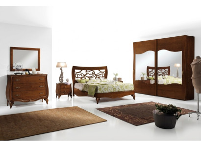 Dormitorio Cama Mesita de noche Armario Cómoda Espejo Juego de 6 piezas