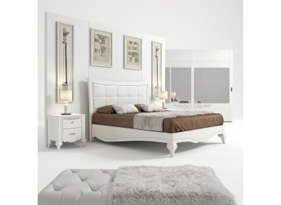 Dormitorio Cama Mesita de Noche Camas Dobles Madera Diseñador Moderno Nuevo Juego de 3 piezas