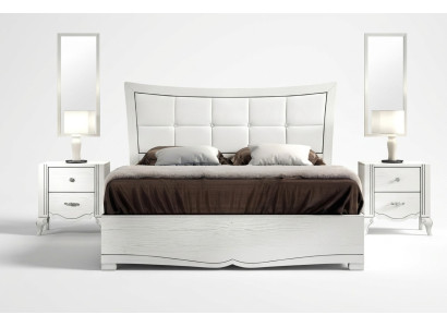 Cama doble Camas Cama Tapizada Madera Diseñador Marco de cama doble Blanco Estructuras de cama