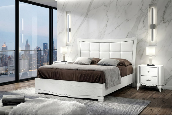 Dormitorio Cama Mesita de noche Camas Madera Conjunto Moderno Mesitas de noche Set de 3 piezas.