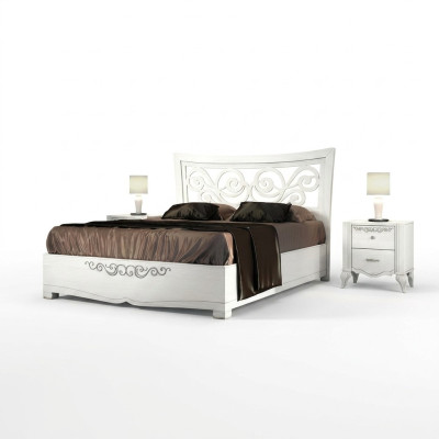 Set de dormitorio de 3 piezas: cama, mesita de noche, cama doble de madera, nuevo.