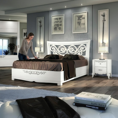 Cama doble Cama Lujo Camas Marcos de cama Blanco Diseño Moderno Nuevo