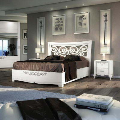 Cama doble Cama Lujo Camas Marcos de cama Blanco Diseño Moderno Nuevo