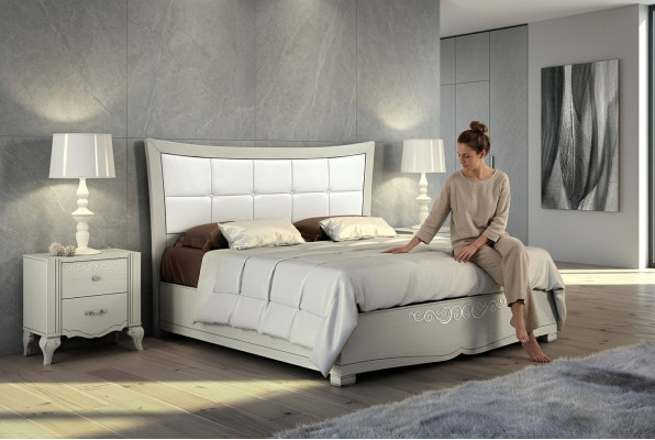 Juego de lujo de 3 piezas para dormitorio con cama, mesita de noche, conjunto de cama doble de madera moderno.