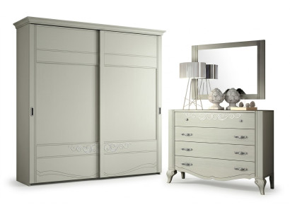 Cómoda Espejo Armario Cómodas Estante Consola Muebles Armario de madera Set de Italia de 2 piezas.