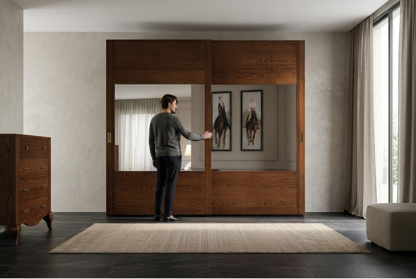 Armario Armario Estante Almacenamiento Guardarropa Moderno Espejo Madera Diseño