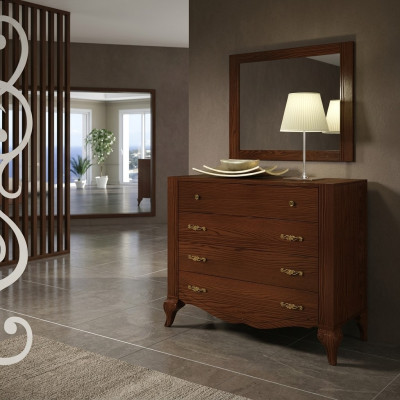 Juego de 2 piezas, cómoda con espejo, grupo de muebles de madera, cómoda, aparador, armario