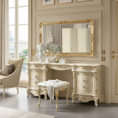 Tocador espejo consola de diseño muebles de lujo aparador cómoda madera set nuevo