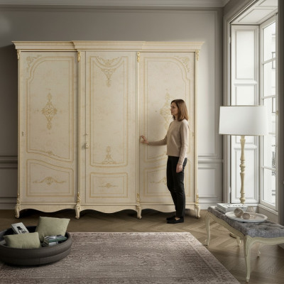 Armario, armario de ropa estilo barroco, muebles clásicos, armarios de dormitorio de madera.