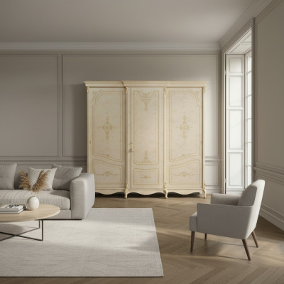Armario, armario de ropa estilo barroco, muebles clásicos, armarios de dormitorio de madera.