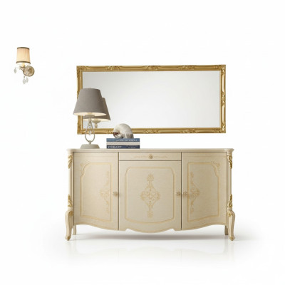 Aparador espejo aparador madera diseño muebles estilo cómoda set de 2 piezas.