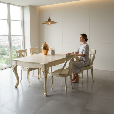Mesa extensible de diseño clásico Mesa de muebles italianos Mesa de madera Ess