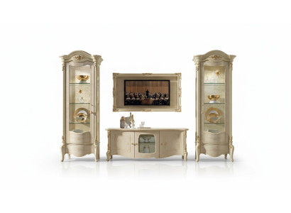 Vitrina clásica Vitrinas Armario de lujo Madera Estilo italiano Muebles de vidrio Nuevo