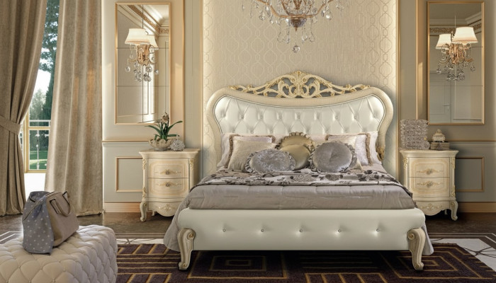 Cama Chesterfield tapizada diseño de lujo doble camas de hotel de madera italiana nuevas