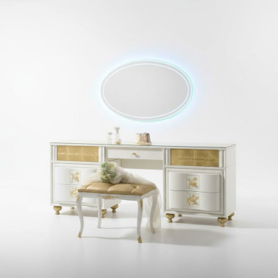 Set de lujo para tocador con espejo XXL, consola, cómoda, moderno, completo para dormitorio.