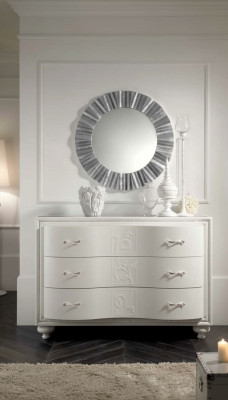 Cómoda Conjunto Espejo Consola de Lujo Cómodas Dormitorio Taburete Completo Madera