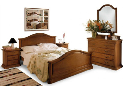 Cama Mesita de noche Armario Armario Comoda Dormitorio Madera natural Nuevo set de 5 piezas.