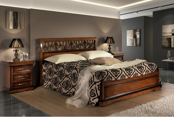 Cama Muebles Cama doble Madera natural Muebles de dormitorio Diseño Camas Muebles Italia