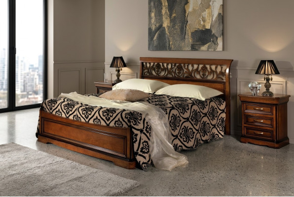 Dormitorio italiano Muebles Cama Mesita de noche Camas de madera maciza Juego de 3 piezas