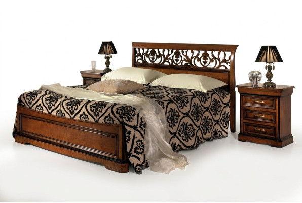 Dormitorio italiano Muebles Cama Mesita de noche Camas de madera maciza Juego de 3 piezas