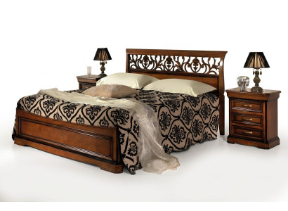 Dormitorio italiano Muebles Cama Mesita de noche Camas de madera maciza Juego de 3 piezas