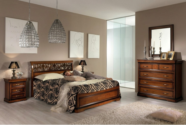 Juego de muebles para dormitorio, mesita de noche de madera maciza de muebles italianos de 3 piezas.
