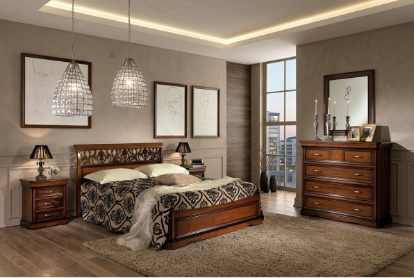 Juego de muebles para dormitorio, mesita de noche de madera maciza de muebles italianos de 3 piezas.