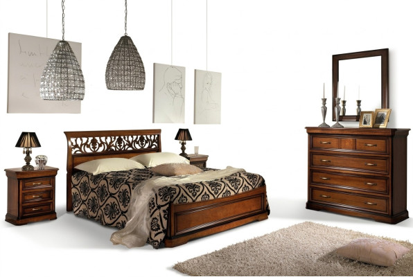 Juego de muebles para dormitorio, mesita de noche de madera maciza de muebles italianos de 3 piezas.