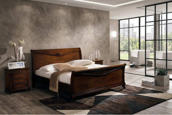 Cama clásica Muebles de lujo Cama Dormitorio Mesita de noche 2x 3 piezas.