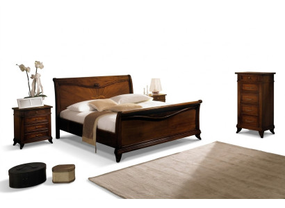 Cama clásica Muebles de lujo Cama Dormitorio Mesita de noche 2x 3 piezas.