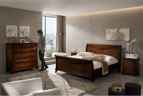 Cama clásica de lujo de cuero Chesterfield estilo antiguo para dormitorio de hotel.