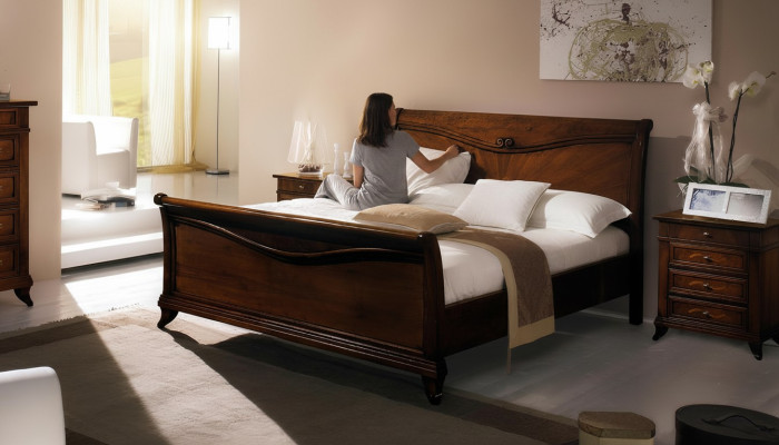 Cama de matrimonio Dormitorio Cama Muebles Madera Diseño Vaccari giovanni Camas Macizas