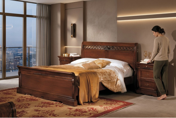 Mesita de noche madera maciza armario muebles cama doble muebles dormitorio Italia 3pzs.