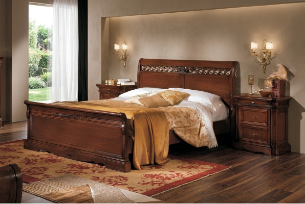 Mesita de noche madera maciza armario muebles cama doble muebles dormitorio Italia 3pzs.