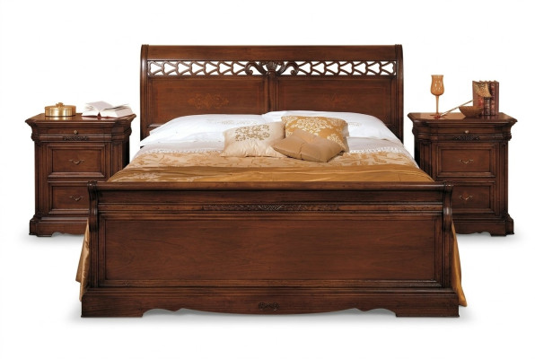 Mesita de noche madera maciza armario muebles cama doble muebles dormitorio Italia 3pzs.