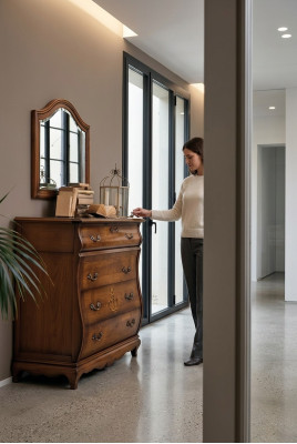 Cómoda Aparador Armario Madera Cómodas Muebles Italianos Macizos Espejo 2 piezas