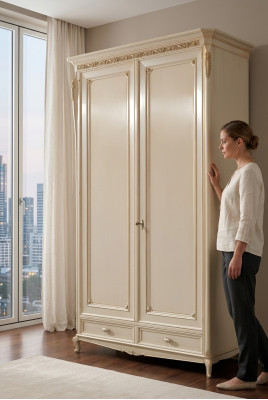 Armario de madera maciza dormitorio masivo en Italia muebles de dormitorio de alta calidad.