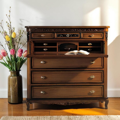 Secretaria cómoda de madera maciza para dormitorio Muebles italianos Sala de estar Marrón